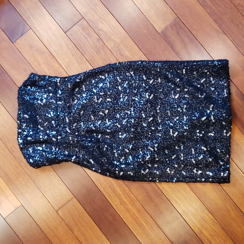 Banana Republic Black Sequin Strapless Sheath dress